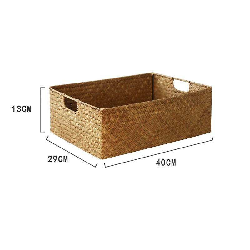 Straw Woven Rectangular Storage Baskets, Finishing Baskets, Woven Bamboo Baskets,