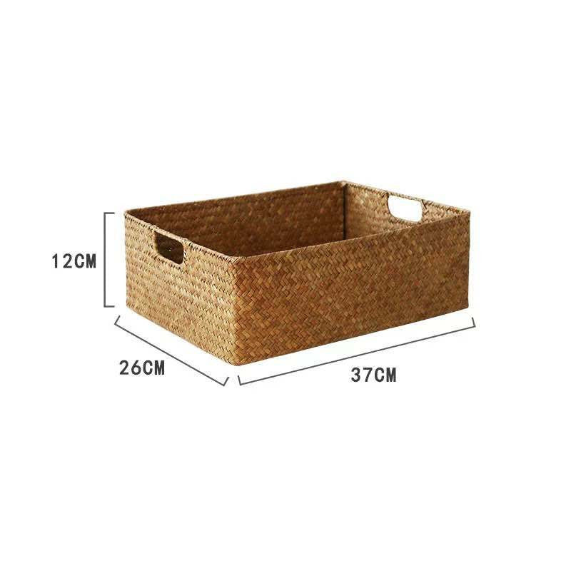 Straw Woven Rectangular Storage Baskets, Finishing Baskets, Woven Bamboo Baskets,