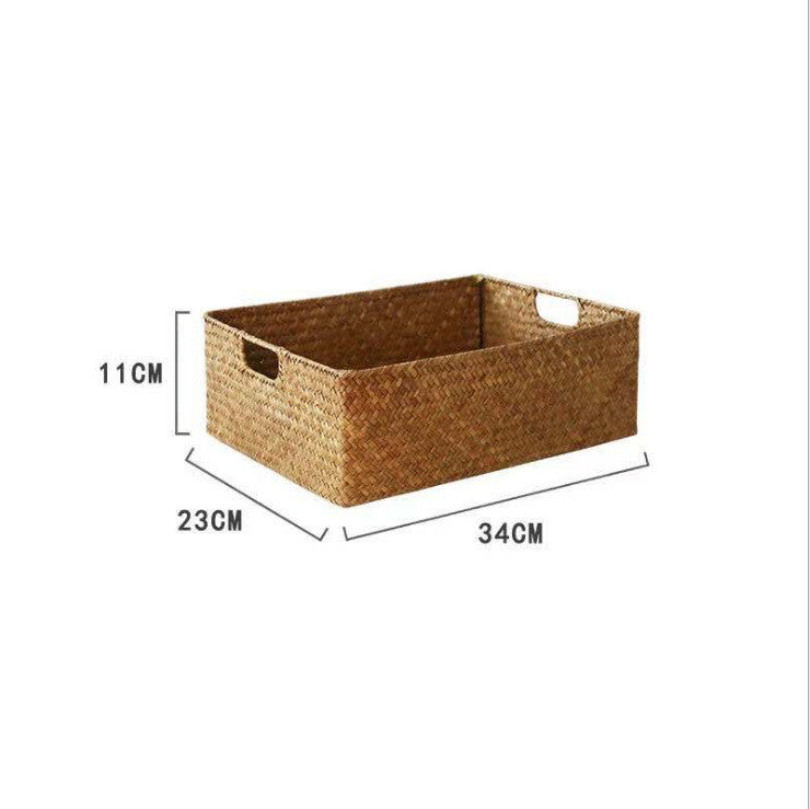 Straw Woven Rectangular Storage Baskets, Finishing Baskets, Woven Bamboo Baskets,