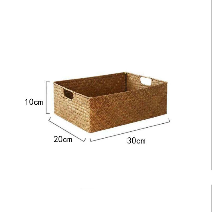 Straw Woven Rectangular Storage Baskets, Finishing Baskets, Woven Bamboo Baskets,