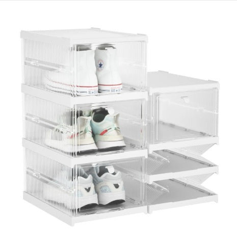 No Installation Flip Plastic Foldable Transparent Shoe Box