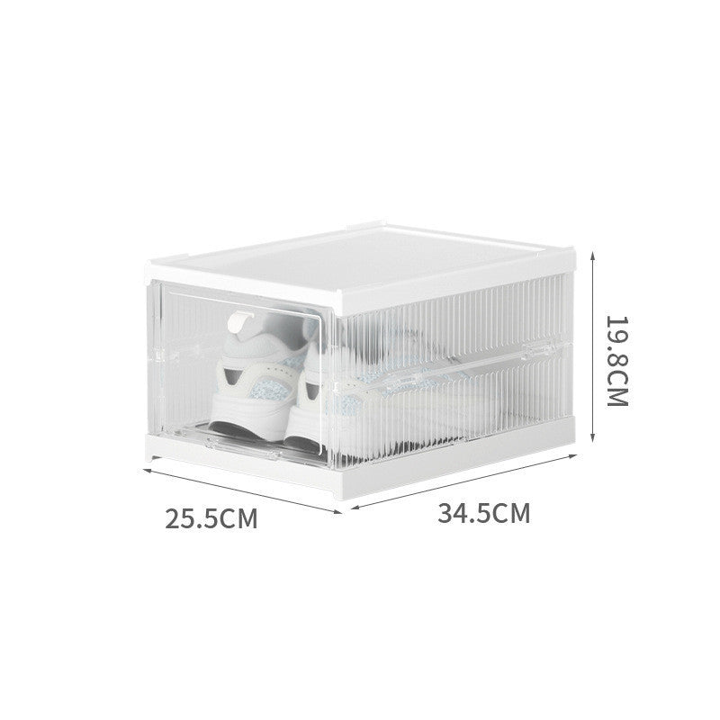 No Installation Flip Plastic Foldable Transparent Shoe Box