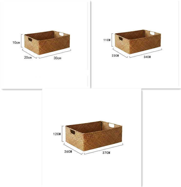 Straw Woven Rectangular Storage Baskets, Finishing Baskets, Woven Bamboo Baskets,