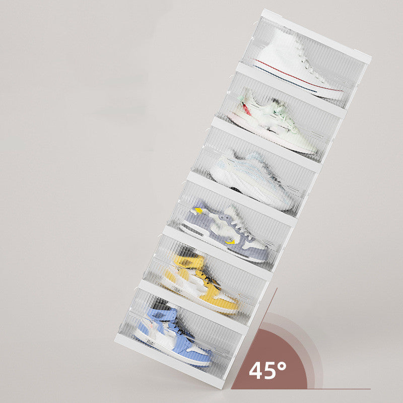 No Installation Flip Plastic Foldable Transparent Shoe Box