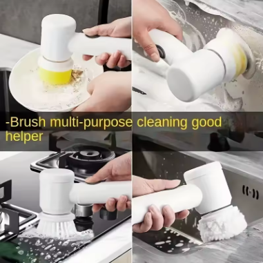 Scrub Gun Brush, Electric Spin Scrubber for Bathroom & Kitchen Cleaning