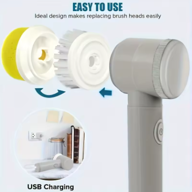 Scrub Gun Brush, Electric Spin Scrubber for Bathroom & Kitchen Cleaning