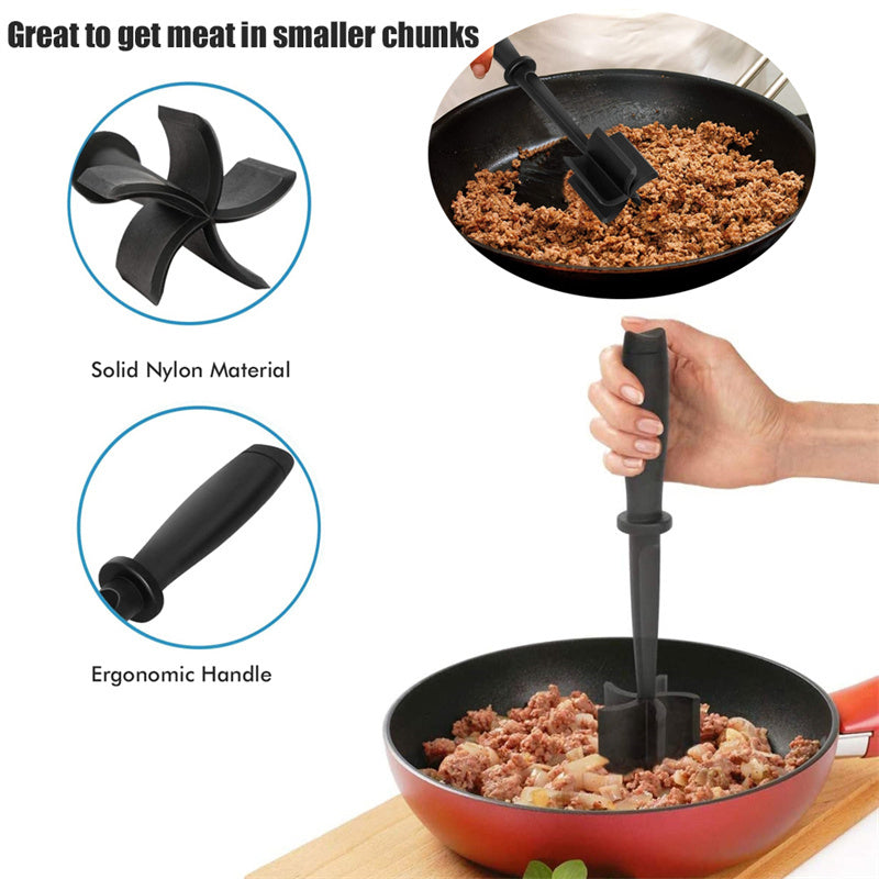 Multifunctional Meat Chopper Heat Resistant Meat Masher Nylon Hamburger Chopper Ground Utensil Non Stick Cookware