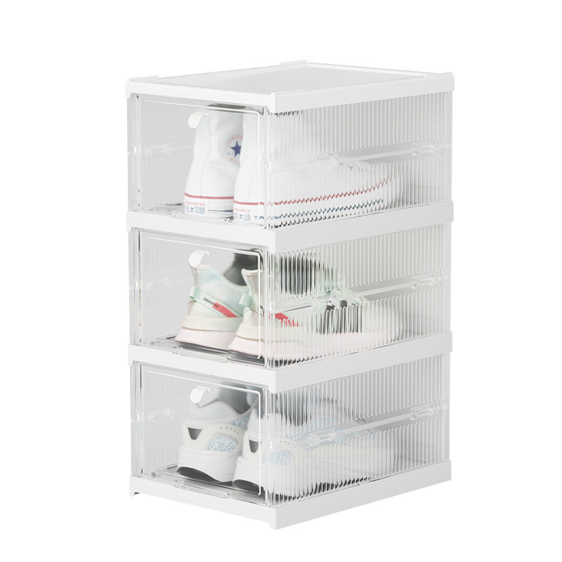 No Installation Flip Plastic Foldable Transparent Shoe Box