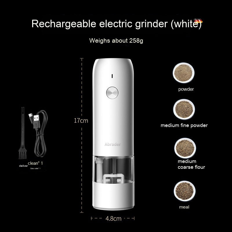 Rechargeable Electric Pepper And Salt Grinder Set One-Handed No Battery Needed Automatic Grinder