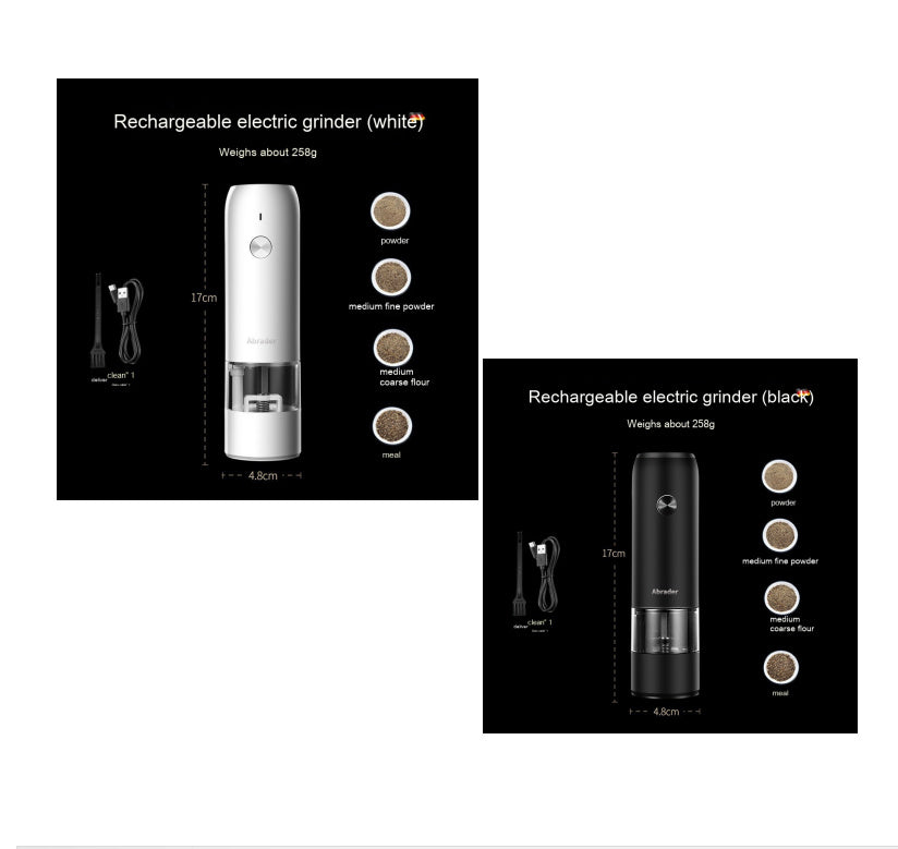 Rechargeable Electric Pepper And Salt Grinder Set One-Handed No Battery Needed Automatic Grinder