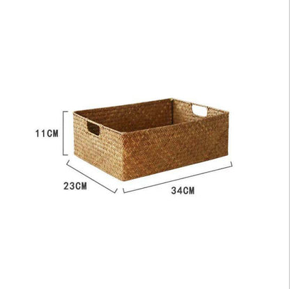 Straw Woven Rectangular Storage Baskets, Finishing Baskets, Woven Bamboo Baskets,