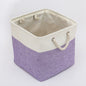 Linen Stitching Foldable Storage Box With Cotton Rope Handle Toy Storage Basket Daily Necessities Organizing Basket