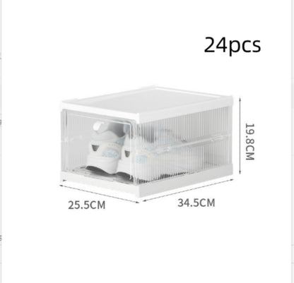 No Installation Flip Plastic Foldable Transparent Shoe Box